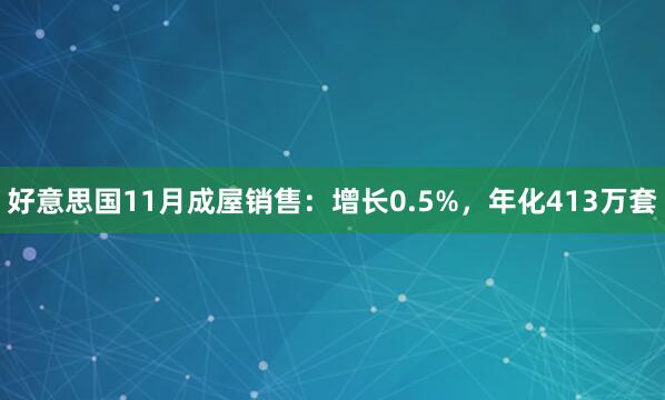 好意思国11月成屋销售：增长0.5%，年化413万套